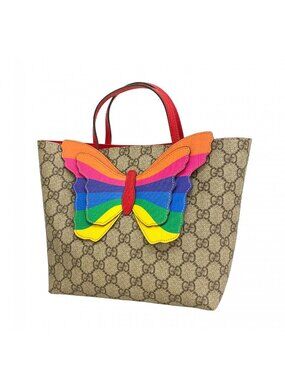 Gucci Handbag GG Supreme Brown Silver